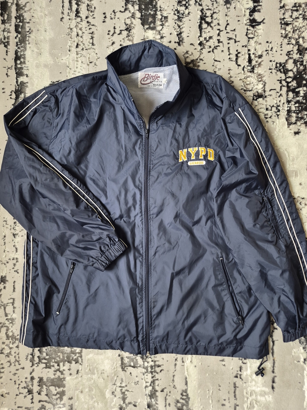 vintage 1990s NYPD Lacrosse zip-up windbreaker jacket BIRDIE RICHARD LESLIE XL